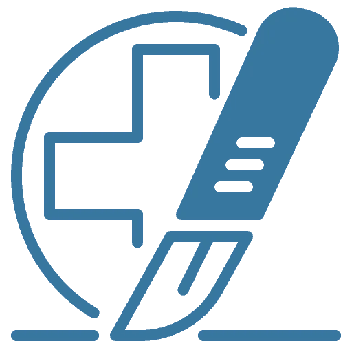 Healthcare cross and scalpel logo